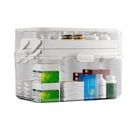 Boîte de rangement transparente pour médicaments - Pilulier mensuel | Boîte à médicaments amovible à 3 niveaux avec plateau pour famille, hommes, personnes âgées | Double couche multi-grille
