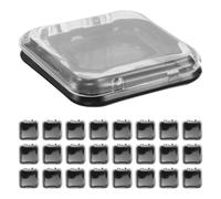 Boîte de Rangement Transparente pour Ongles en Acrylique 30 Pièces | Boîte Noire Carrée 67x67x16mm, Plastique Clair Haute Transparence, pour Faux Ongles