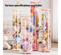Boîte de rangement transparente pour poupée, jouet en peluche, Organization circulaire, Tube de rangement à fermeture éclair, organisateur de jouets pour enfants, cadeau de noël pour enfant Avec roue-