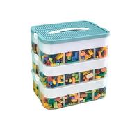 Boîte de rangement triple pour briques de construction Lego - Compartiments empilables - Caisses avec couvercle - Boîtes empilables en plastique