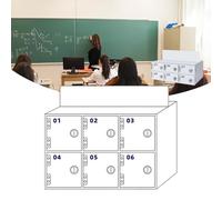 Boîte de rangement verrouillable blanche pour téléphone portable avec 2 clés - Casier autonome à 6 emplacements pour salle de classe, bureau, conférence et salle de sport - Téléphone portable sécurisé
