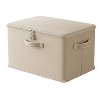 Boîte de Rangement Verrouillable | Coffre de Stockage Pliable Sécurisé | Boîte avec Cadenas Intégré et Carte PP | 38x26x26cm Non Tissé Résistant Idéal Chambre