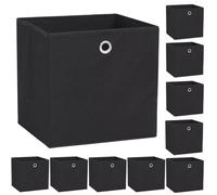 vidaXL Boîtes de rangement Lot de 10 Tissu non-tissé 32x32x32 cm Noir
