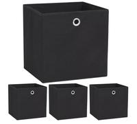 vidaXL Boîtes de rangement Lot de 4 Tissu non-tissé 32 x 32 x 32 cm Noir