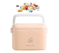 Boîte de rangement vide en plastique pour premiers secours - Grande capacité - Trousse d'urgence familiale avec poignée - Boîte de rangement pour médicaments (rose, S)