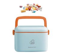 Boîte de rangement vide en plastique pour premiers secours - Grande capacité - Trousse d'urgence familiale avec poignée - Bleu - Taille L