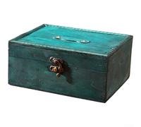 Boîte de rangement vintage en bois avec serrure - Présentoir à thé et bijoux de style chinois pour organisation de la maison, de placard, de petits souvenirs (C)