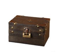Boîte de rangement vintage en bois robuste avec serrure à mot de passe, idéale pour ranger de petits trésors en toute sécurité (petite serrure)