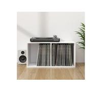 vidaXL Boîte de rangement vinyles Blanc 71x34x36 cm Bois d'ingénierie Blanc
