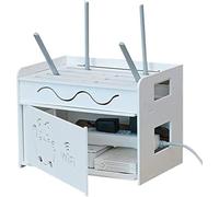 Boîte De Routeur Boîte De Câble Murale Boîte De Câble De Télévision Boîte De Rangement De Câble De Rack WiFi Boîte De Rangement De Routeur avec Prises De D, White, 32.5 * 26.5 * 32.5cm