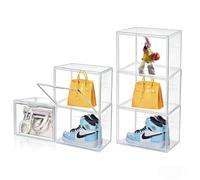 Boîte de sac à Main en acrylique, transparente et empilable, avec porte magnétique adaptée pour sac à main, chaussure, poupée d'action, jouet, collection de modèles (6pcs,36x22.5x27cm/14.2x8.8x10.6in)