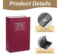 Boîte de sécurité décorative en forme de livre avec serrure esign de livre réaliste pour bibliothèque de maison, magasin, tirelire, rangement de documents S18*11,5*5,5cm,M24*15,5*5,5cm,L26,5*2