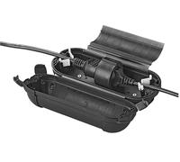 Boîte de sécurité étanche IP44 - Boîte de protection pour rallonge et fiche Schuko - Boîtier de protection CEE - Décharge de traction - En noir, bleu, vert, rouge (noir, pour fiche Schuko)