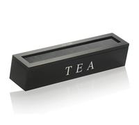 Boîte de sélection de thé, organisateur boîte à thé en bois avec 5 compartiments, caddie anti-poussière avec couvercle transparent, rangement sacs pour sacs, à lait, café, organisateur