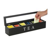 Boîte de sélection de thé organisateur boîte à thé en bois avec 5 compartiments caddie anti-poussière avec couvercle transp