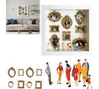 Boîte de Silhouette de Mini musée Bricolage, Kit d'affichage de mémoire créative avec Mini-Figurines Cadres en Or, étui d'affichage de mémoire de Famille Photo personnalisé pour Mariages (Blanc)