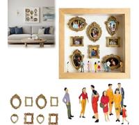 Boîte de Silhouette de Mini musée Bricolage, Kit d'affichage de mémoire créative avec Mini-Figurines Cadres en Or, étui d'affichage de mémoire de Famille Photo personnalisé pour Mariages (Bois)