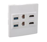Boîte de Sortie Multimédia 6 Ports, HDMI 4K, Plaque de Prise Murale Multimédia Ethernet Coaxiale USB 3.0 RJ45, Coupleur RJ45 Cat6 5 Gbit/s, Panneau de Plaque Murale Combinée