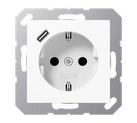 JG A1520-18 C WW - Prise femelle avec chargeur USB 1 x type C, série AS/A, blanc al