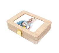 Boîte de souvenirs Baby KeepSake Box Collection de dents avec un cadre stockage rangement à mémoire cadre photo