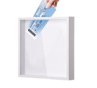 Boîte de souvenirs de voyage - Cadre décoratif en bois - Rangement compact des billets - Organisateur de mémoire transparent pour film de concert, billets d'avion, cartes postales, souvenirs - Boîte
