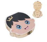 Boîte de souvenirs pour bébé, 2pcs trous individuels enfants en bois Organisateur Conteneur de dents de bébé mignon (Type de garçons)