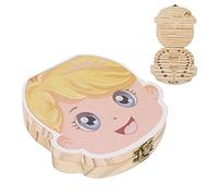 Boîte de souvenirs pour bébé, 2pcs trous individuels enfants en bois Organisateur Conteneur de dents de bébé mignon (Fille)