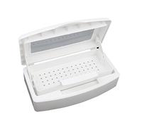 Boîte de stérilisation des ongles blanche experte pour salon ou maison - Panier auto-drainant, nettoyant professionnel pour outils d'ongles