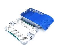 Boîte De Stérilisation For Instruments En Alliage D'aluminium, Résistance Aux Hautes Températures Et Pressions, Plateau Médical Chirurgical Avec Tampon Silicone(Double tier,16.7in*11.2in*3.5in)