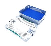 Boîte De Stérilisation For Instruments En Alliage D'aluminium, Résistance Aux Hautes Températures Et Pressions, Plateau Médical Chirurgical Avec Tampon Silicone(One layer,16.7in*11.2in*3.5in)