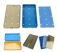 Boîte de stérilisation, plateau de stérilisation Plastique Instruments Autoclavable Boîte de stérilisateur avec tapis de silicone 6.3x3.5x0.8 Boîte de rangement de stérilisation résistante à la chale