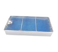 Boîte de stérilisation pour instruments médicaux, panier de désinfection à ultrasons avec couvercle amovible, en acier inoxydable, tampon en silicone, 40 x 30 x 7 cm, idéal pour les salles d'opération
