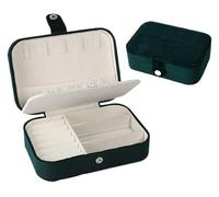 Boîte de stockage de bijoux Boîte de bijoux, Boîte à bijoux multicolore, rangement portable de voyage for boucles d'oreilles et colliers(Dark Green,Gold Glitter Text)