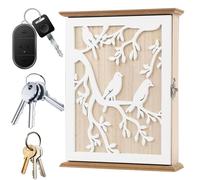 Boîte de Stockage de Clés à Verrou,Style Vintage Sculpté avec 6 Crochets | Armoire à Clés en Bois avec Rangement - pour Bijoux Petits Objets Cadeaux Entrée Porte d'Entrée