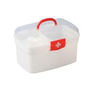 Boîte de stockage de médecine, boîte de stockage de premiers soins portables à 2 niveaux avec boucle d'étanchéité et couvercle clair, organisateur de premiers soins de grand capacité pour la maison