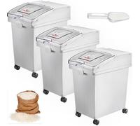 VEVOR Conteneur de Riz à roulettes 3PCS Bac à Riz avec Couvercle Coulissant 25L*3 Boîtes de Stockage de Rangement de Céréales à Farine à Ingrédients en Plastique pour la Conservation Alimentaire
