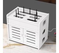 Boite de Stockage pour Routeur WiFi, Boite Rangement Routeur Internet, Hider Support De Routeur Armoire De Rangement De Bureau, pour Chambre à Coucher, Salon(White,30 * 36 * 22cm)