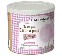 Boîte de sucre à barbe à papa LAGRANGE 380007 - Parfum fraise - 500g