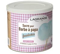 Boîte de sucre à barbe à papa LAGRANGE 380008 - Parfum framboise - 500g