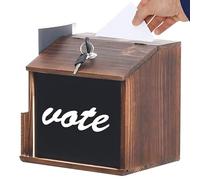 Boîte de suggestion avec machine à sous et verrouillage Boîte de dons en bois 8.3x6.5x7.9 pouce vote vintage avec tombola prière murale pour les événements l'église du bureau