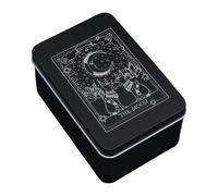 Boîte de tarot en métal - Étui de rangement en fer motif lune et soleil | Boîte à cartes | Boîtes de protection portables pour cartes de tarot, poker et cartes de jeu | Astrologie, discours de fortune