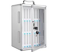 Boîte de téléphone mobile transparent armoire de stockage de téléphones portables avec manche de rangement de rangement boîte en aluminium en alliage transparent pour la classe de bureau, argent-24