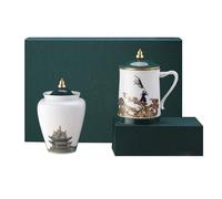 Boîte de Thé Récipient de stockage de thé en vrac en céramique Pot de thé for la maison ou le bureau Tasse de préparation de thé avec filtre Tasse de bureau Coffret cadeau de thé Conteneur de Stockage