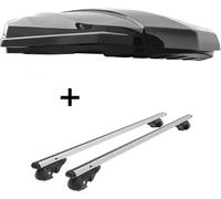 BOÎTE DE TOIT STRIKE 440 litres noir brillant + porte-rails VDP004 XL compatible avec Toyota RAV 4 à partir de 13