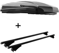BOÎTE DE TOP STRIKE 440 litres noir brillant + porte-rails Tiger Alu XL compatible avec Audi A4 8K Avant 08-14
