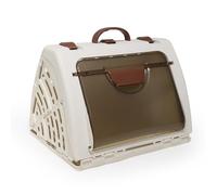 Boîte de transport en plastique pour chat, boîte de transport portable avec poignée supérieure ergonomique, pliable pour économiser de l'espace pour voyager sans stress