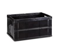 Boîte pliable couvercle, lot de 2, caisse de rangement, plastique, coffre transport 60 litres 31,5 x 58,5 x 40 cm, noir
