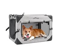 Boîte de transport pliable pour chiens et chats, respirante, robuste, pour voiture, sac de transport pour animaux de compagnie, anthracite, taille L 81 x 58,5 x 29 cm