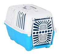 Boîte de Transport pour Chien, Cage de Transport pour Chat Box de Transport Caisse de Transport Transporteur pour Animaux de Compagnie Blanc et Bleu PP