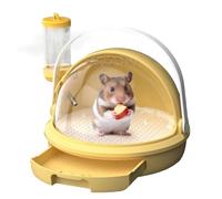 Boîte de transport pour hamster - Respirante avec bouteille d'eau et fermeture rotative, boîte de transport pour furet, hamster nain, chinchilla, hérisson, lapin, gerbille, game barbe, extérieur et
